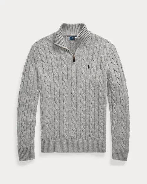 RL Classic cable-knit cotton zip-neck sweater