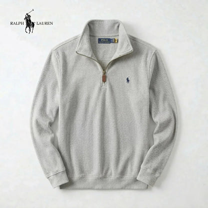 Jersey de hombre RL de algodón suave con cuello alto con cremallera y manga larga