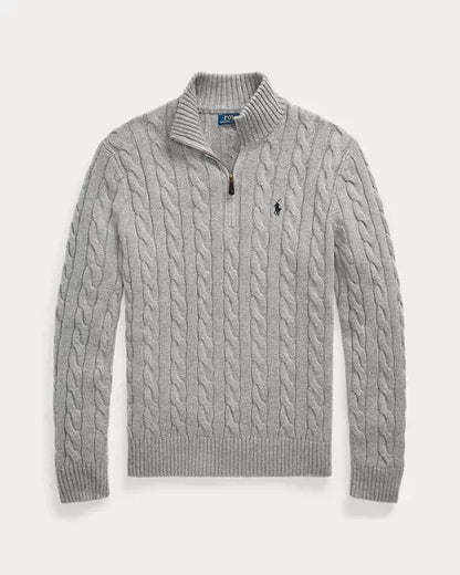 RL Classic cable-knit cotton zip-neck sweater