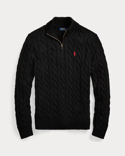RL Classic cable-knit cotton zip-neck sweater