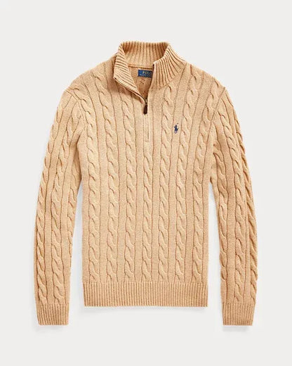 RL Classic cable-knit cotton zip-neck sweater
