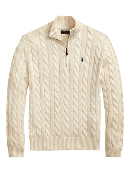 RL Classic cable-knit cotton zip-neck sweater