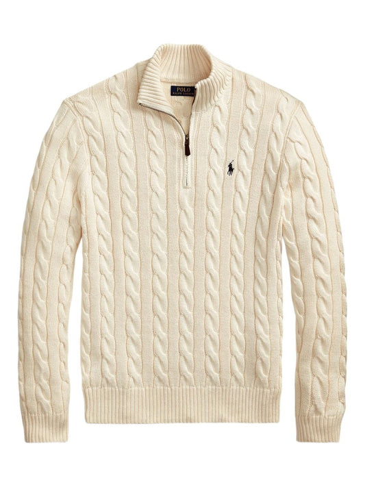 RL Classic cable-knit cotton zip-neck sweater