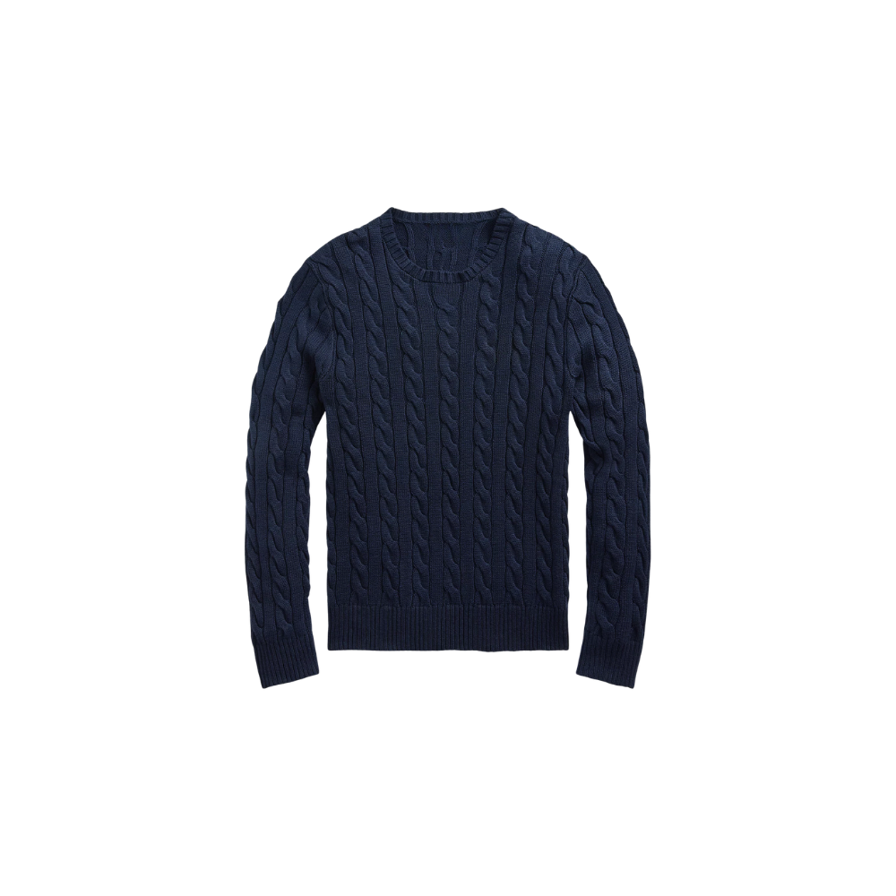 Classic RL Cable-Knit Cotton Sweater - Navy