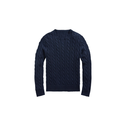Classic RL Cable-Knit Cotton Sweater - Navy