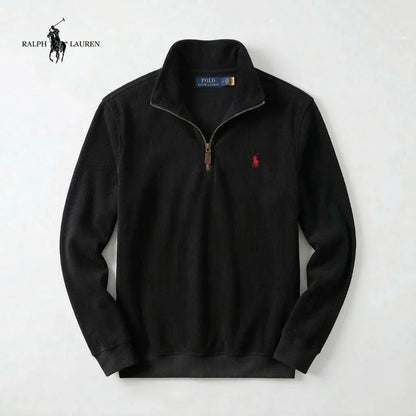 Jersey de hombre RL de algodón suave con cuello alto con cremallera y manga larga